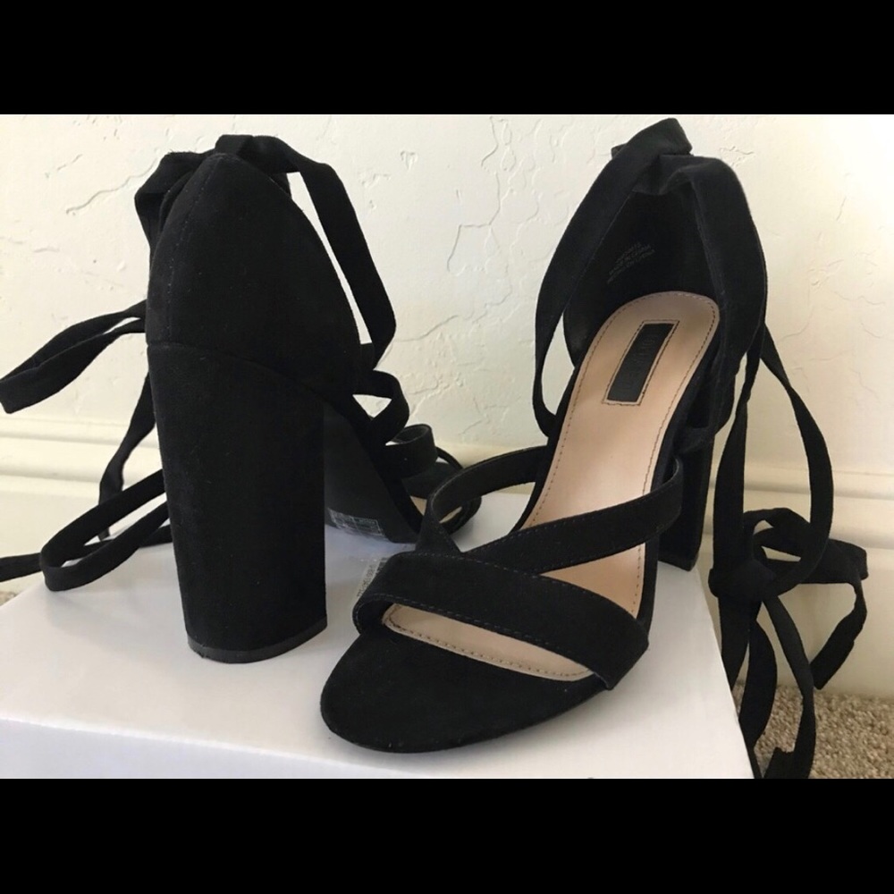 Strappy Faux Suede Heels